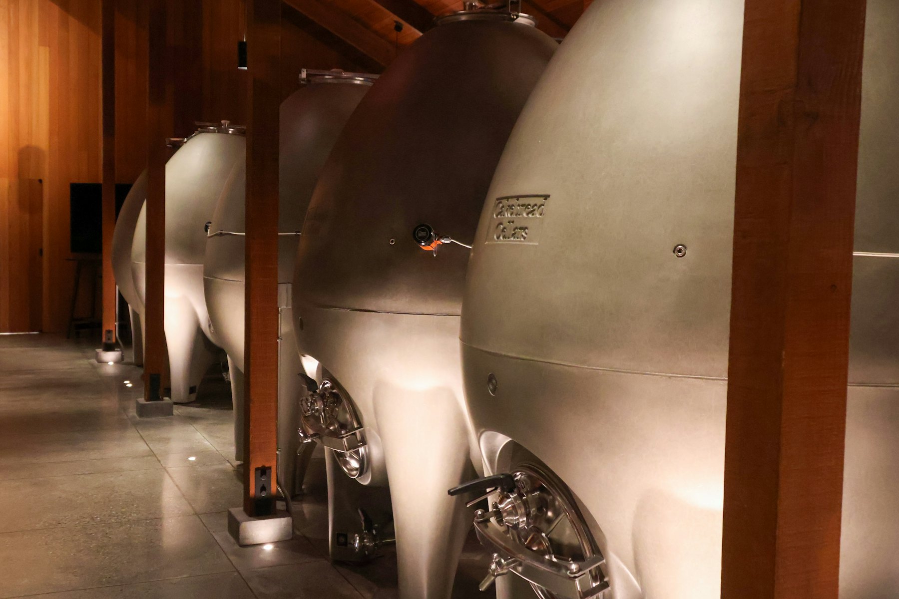 Stainless steel tanks in the cellar